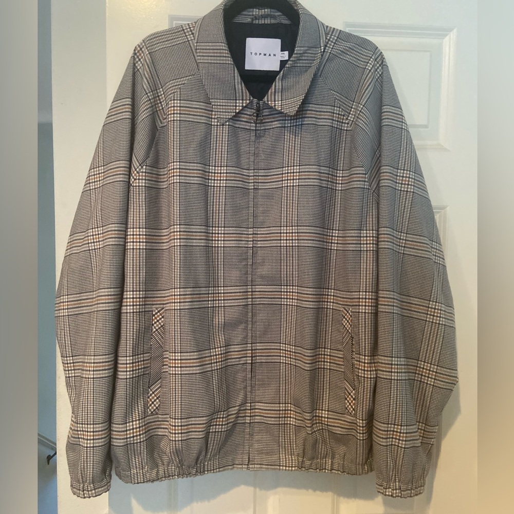 Topman Grey Plaid Bomber Jacket